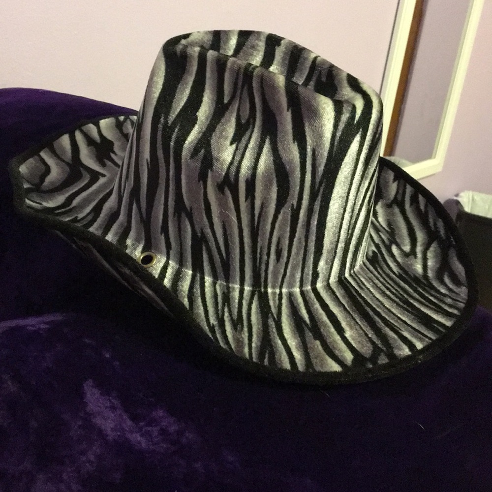Velvet zebra print hat
